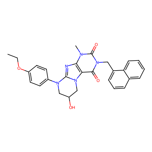 9-(4-ethoxyphenyl)-7-hydroxy-1-methyl-3-(naphthalen-1-ylmethyl)-6,7,8,9-tetrahydropyrimido[2,1-f]purine-2,4(1H,3H)-dione structure