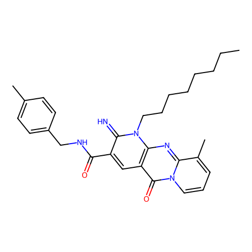 2-imino-10-methyl-N-(4-methylbenzyl)-1-octyl-5-oxo-1,5-dihydro-2H-dipyrido[1,2-a:2',3'-d]pyrimidine-3-carboxamide structure