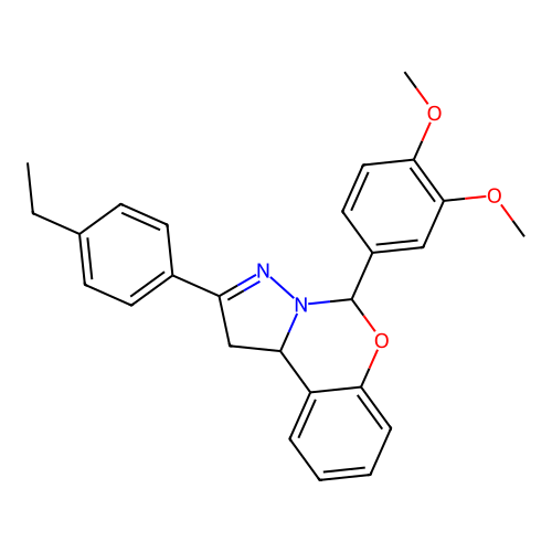 5-(3,4-dimethoxyphenyl)-2-(4-ethylphenyl)-1,10b-dihydropyrazolo[1,5-c][1,3]benzoxazine structure