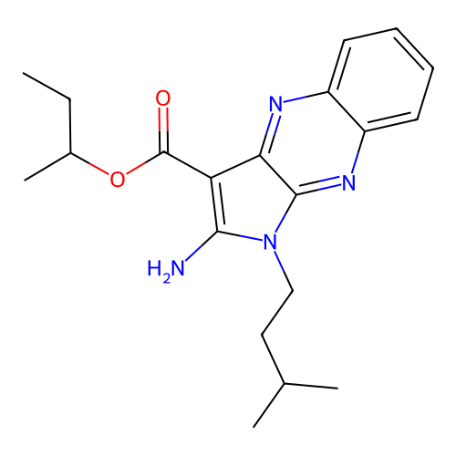 butan-2-yl 2-amino-1-(3-methylbutyl)-1H-pyrrolo[2,3-b]quinoxaline-3-carboxylate structure
