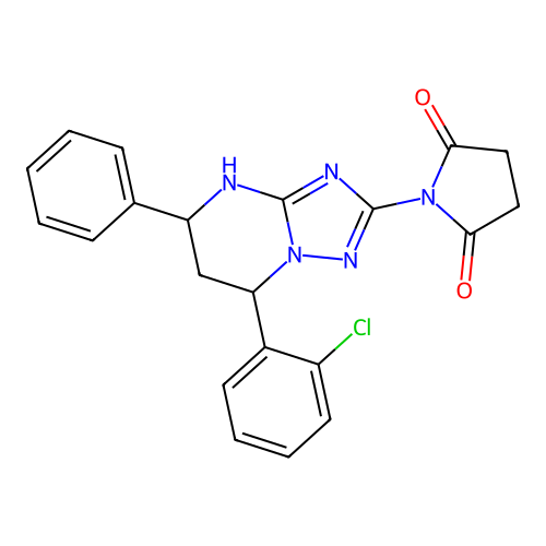 1-(7-(2-chlorophenyl)-5-phenyl-4,5,6,7-tetrahydro-[1,2,4]triazolo[1,5-a]pyrimidin-2-yl)pyrrolidine-2,5-dione structure