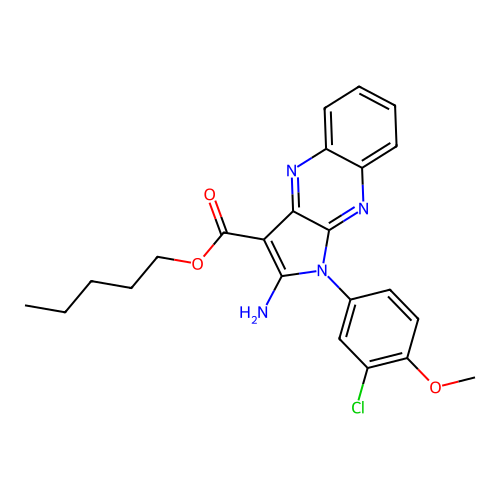 pentyl 2-amino-1-(3-chloro-4-methoxyphenyl)-1H-pyrrolo[2,3-b]quinoxaline-3-carboxylate structure