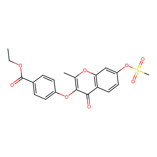 Ethyl 4-(2-methyl-7-methylsulfonyloxy-4-oxochromen-3-yl)oxybenzoate structure