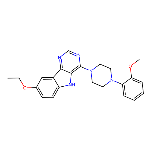 8-ethoxy-4-[4-(2-methoxyphenyl)piperazin-1-yl]-5H-pyrimido[5,4-b]indole structure