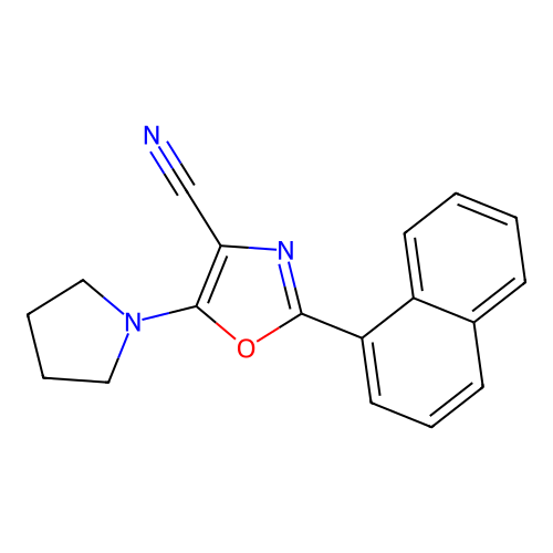 2-Naphthyl-5-pyrrolidinyl-1,3-oxazole-4-carbonitrile structure