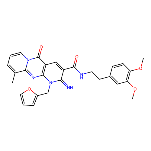 N-(3,4-dimethoxyphenethyl)-1-(furan-2-ylmethyl)-2-imino-10-methyl-5-oxo-2,5-dihydro-1H-dipyrido[1,2-a:2',3'-d]pyrimidine-3-carboxamide structure