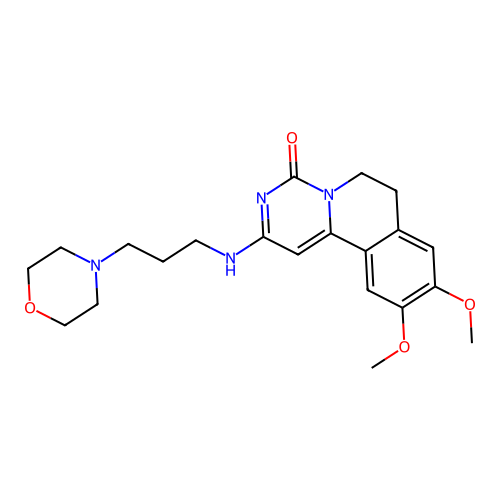 9,10-dimethoxy-2-((3-morpholinopropyl)amino)-6,7-dihydro-4H-pyrimido[6,1-a]isoquinolin-4-one structure