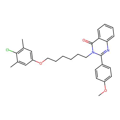3-(6-(4-chloro-3,5-dimethylphenoxy)hexyl)-2-(4-methoxyphenyl)quinazolin-4(3H)-one structure