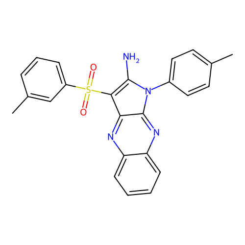 1-(p-tolyl)-3-(m-tolylsulfonyl)-1H-pyrrolo[2,3-b]quinoxalin-2-amine structure