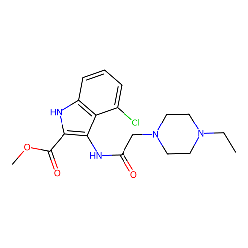 methyl 4-chloro-3-{[(4-ethylpiperazin-1-yl)acetyl]amino}-1H-indole-2-carboxylate structure