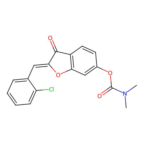(Z)-2-(2-chlorobenzylidene)-3-oxo-2,3-dihydrobenzofuran-6-yl dimethylcarbamate structure