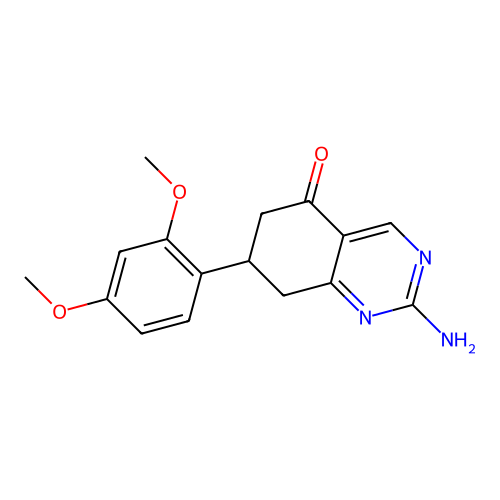 2-amino-7-(2,4-dimethoxyphenyl)-7,8-dihydroquinazolin-5(6H)-one structure