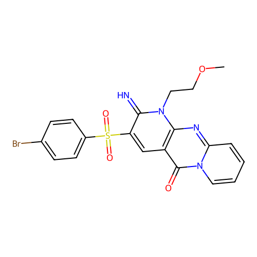 3-Brosyl-2-imino-1-(2-methoxyethyl)dipyrido[1,2-d:3'',4''-f]pyrimidin-5-one structure