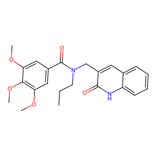 N-((2-hydroxyquinolin-3-yl)methyl)-3,4,5-trimethoxy-N-propylbenzamide structure