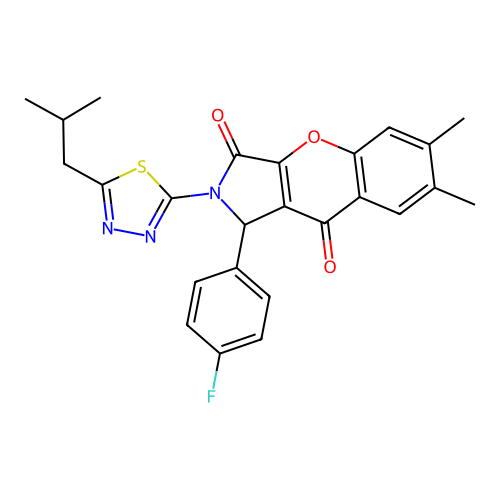 1-(4-fluorophenyl)-2-(5-isobutyl-1,3,4-thiadiazol-2-yl)-6,7-dimethyl-1,2-dihydrochromeno[2,3-c]pyrrole-3,9-dione structure