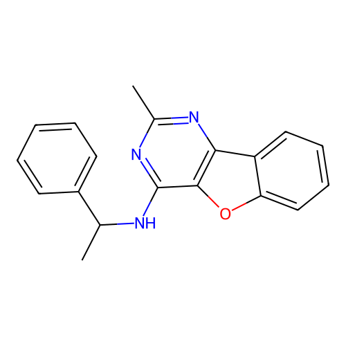 2-methyl-N-(1-phenylethyl)-[1]benzofuro[3,2-d]pyrimidin-4-amine structure