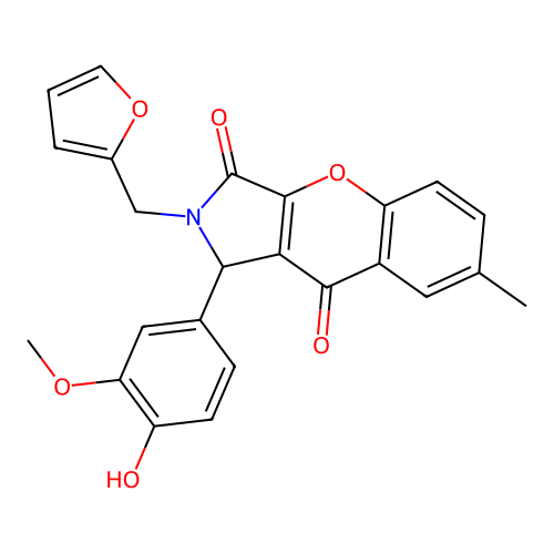 2-(furan-2-ylmethyl)-1-(4-hydroxy-3-methoxyphenyl)-7-methyl-1,2-dihydrochromeno[2,3-c]pyrrole-3,9-dione structure