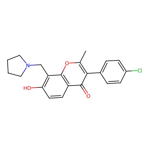 3-(4-chlorophenyl)-7-hydroxy-2-methyl-8-(pyrrolidin-1-ylmethyl)-4H-chromen-4-one structure