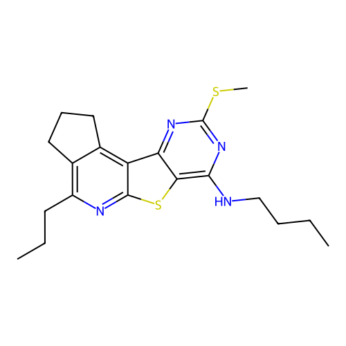 N-butyl-9-(methylsulfanyl)-4-propyl-2,3-dihydro-1H-cyclopenta[4',5']pyrido[3',2':4,5]thieno[3,2-d]pyrimidin-7-amine structure