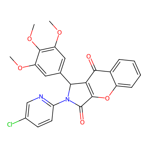 2-(5-chloro-2-pyridinyl)-1-(3,4,5-trimethoxyphenyl)-1,2-dihydrochromeno[2,3-c]pyrrole-3,9-dione structure