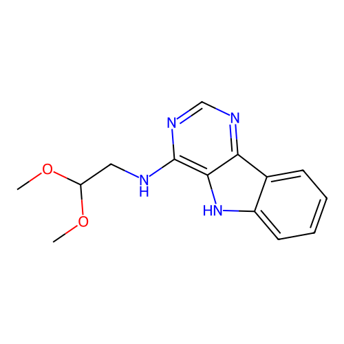 N-(2,2-dimethoxyethyl)-5H-pyrimido[5,4-b]indol-4-amine structure