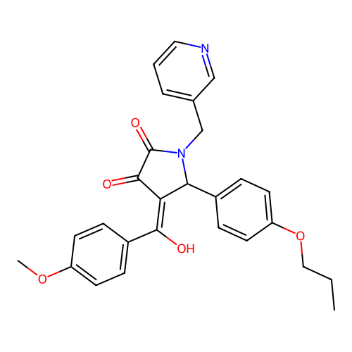 (4E)-4-[hydroxy-(4-methoxyphenyl)methylidene]-5-(4-propoxyphenyl)-1-(pyridin-3-ylmethyl)pyrrolidine-2,3-dione structure