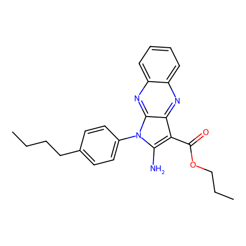 propyl 2-amino-1-(4-butylphenyl)-1H-pyrrolo[2,3-b]quinoxaline-3-carboxylate structure