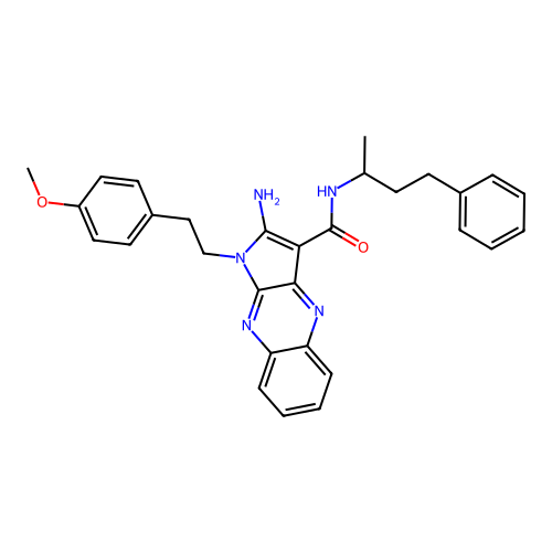 2-amino-1-(4-methoxyphenethyl)-N-(4-phenylbutan-2-yl)-1H-pyrrolo[2,3-b]quinoxaline-3-carboxamide structure