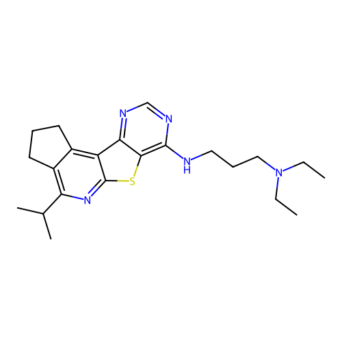 N,N-diethyl-N'-[4-(propan-2-yl)-2,3-dihydro-1H-cyclopenta[4',5']pyrido[3',2':4,5]thieno[3,2-d]pyrimidin-7-yl]propane-1,3-diamine structure