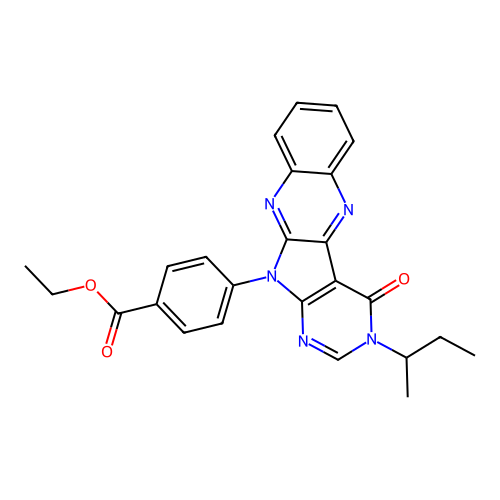 ethyl 4-(3-(sec-butyl)-4-oxo-3H-pyrimido[5',4':4,5]pyrrolo[2,3-b]quinoxalin-11(4H)-yl)benzoate structure