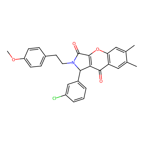 1-(3-chlorophenyl)-2-(4-methoxyphenethyl)-6,7-dimethyl-1,2-dihydrochromeno[2,3-c]pyrrole-3,9-dione structure