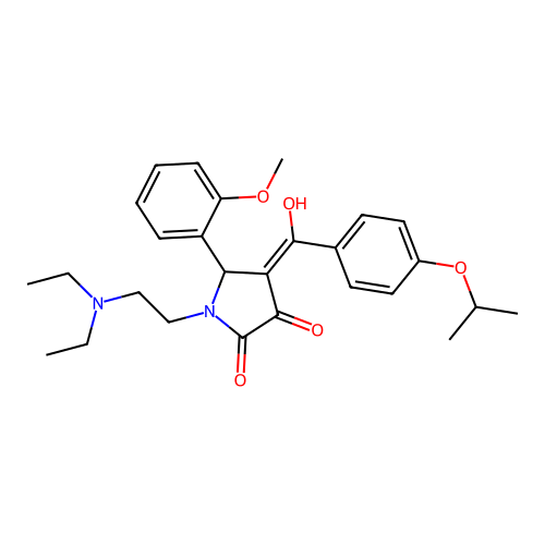 (4E)-1-(2-diethylaminoethyl)-4-[hydroxy-(4-propan-2-yloxyphenyl)methylidene]-5-(2-methoxyphenyl)pyrrolidine-2,3-dione structure