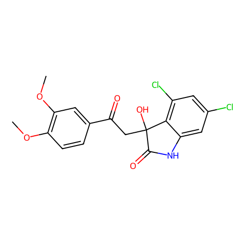 4,6-dichloro-3-[2-(3,4-dimethoxyphenyl)-2-oxoethyl]-3-hydroxy-1,3-dihydro-2H-indol-2-one structure
