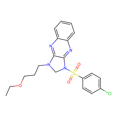 1-((4-chlorophenyl)sulfonyl)-3-(3-ethoxypropyl)-2,3-dihydro-1H-imidazo[4,5-b]quinoxaline structure