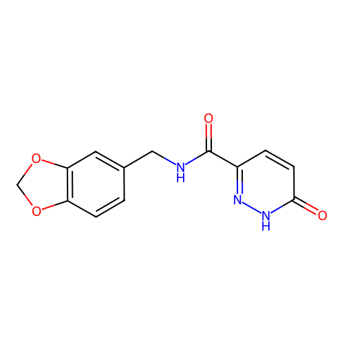 N-(1,3-benzodioxol-5-ylmethyl)-6-oxo-1H-pyridazine-3-carboxamide structure