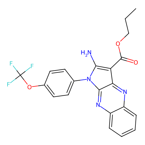 propyl 2-amino-1-(4-(trifluoromethoxy)phenyl)-1H-pyrrolo[2,3-b]quinoxaline-3-carboxylate structure