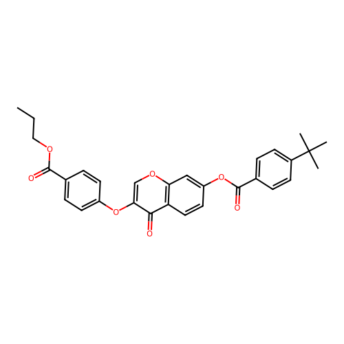 4-Oxo-3-[4-(propoxycarbonyl)phenoxy]chromen-7-yl 4-(tert-butyl)benzoate structure