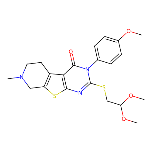 2-((2,2-dimethoxyethyl)thio)-3-(4-methoxyphenyl)-7-methyl-5,6,7,8-tetrahydropyrido[4',3':4,5]thieno[2,3-d]pyrimidin-4(3H)-one structure