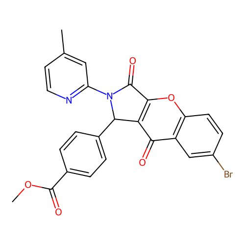 methyl 4-[7-bromo-2-(4-methylpyridin-2-yl)-3,9-dioxo-1,2,3,9-tetrahydrochromeno[2,3-c]pyrrol-1-yl]benzoate structure