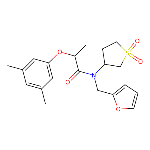 2-(3,5-dimethylphenoxy)-N-(1,1-dioxidotetrahydrothiophen-3-yl)-N-(furan-2-ylmethyl)propanamide structure