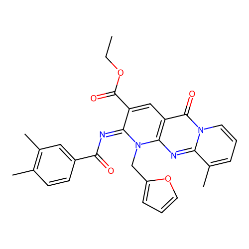 (Z)-ethyl 2-((3,4-dimethylbenzoyl)imino)-1-(furan-2-ylmethyl)-10-methyl-5-oxo-2,5-dihydro-1H-dipyrido[1,2-a:2',3'-d]pyrimidine-3-carboxylate structure