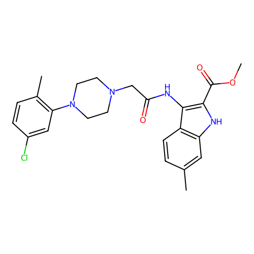 methyl 3-({[4-(5-chloro-2-methylphenyl)piperazin-1-yl]acetyl}amino)-6-methyl-1H-indole-2-carboxylate structure