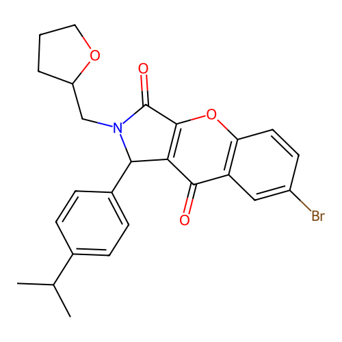 7-bromo-1-(4-isopropylphenyl)-2-((tetrahydrofuran-2-yl)methyl)-1,2-dihydrochromeno[2,3-c]pyrrole-3,9-dione structure