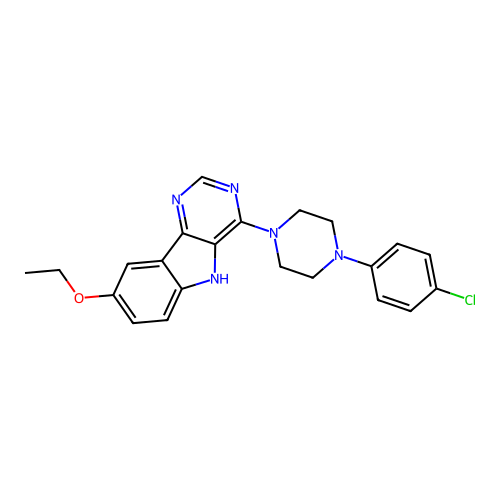 4-[4-(4-chlorophenyl)piperazin-1-yl]-8-ethoxy-5H-pyrimido[5,4-b]indole structure