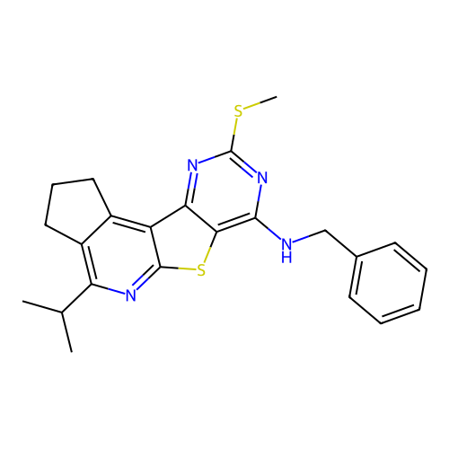 N-benzyl-4-isopropyl-9-(methylthio)-2,3-dihydro-1H-cyclopenta[4',5']pyrido[3',2':4,5]thieno[3,2-d]pyrimidin-7-amine structure
