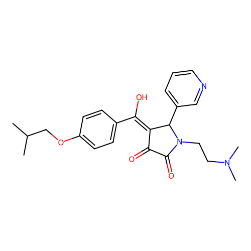 1-(2-dimethylaminoethyl)-4-[hydroxy-[4-(2-methylpropoxy)phenyl]methylidene]-5-pyridin-3-ylpyrrolidine-2,3-dione structure