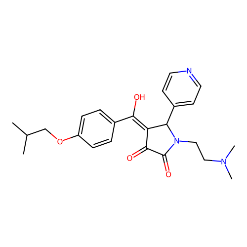 1-(2-dimethylaminoethyl)-4-[hydroxy-[4-(2-methylpropoxy)phenyl]methylidene]-5-pyridin-4-ylpyrrolidine-2,3-dione structure