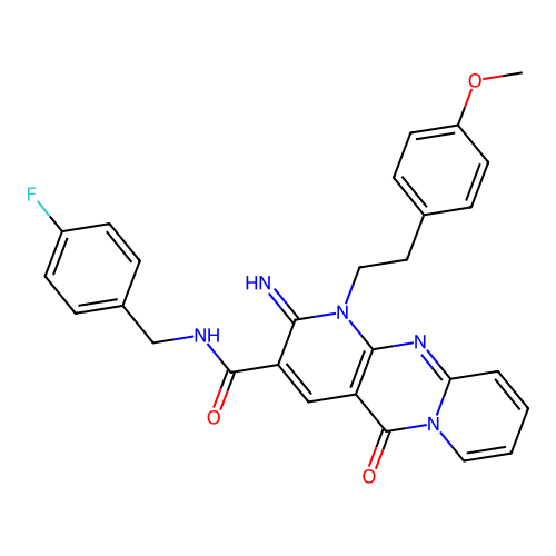 N-(4-fluorobenzyl)-2-imino-1-[2-(4-methoxyphenyl)ethyl]-5-oxo-1,5-dihydro-2H-dipyrido[1,2-a:2',3'-d]pyrimidine-3-carboxamide structure