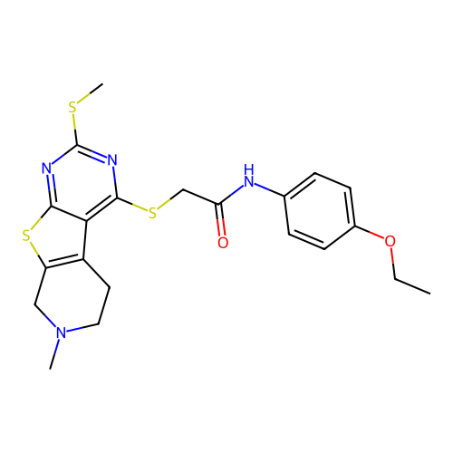 N-(4-ethoxyphenyl)-2-((7-methyl-2-(methylthio)-5,6,7,8-tetrahydropyrido[4',3':4,5]thieno[2,3-d]pyrimidin-4-yl)thio)acetamide structure