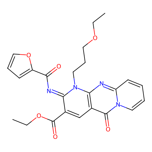 (Z)-ethyl 1-(3-ethoxypropyl)-2-((furan-2-carbonyl)imino)-5-oxo-2,5-dihydro-1H-dipyrido[1,2-a:2',3'-d]pyrimidine-3-carboxylate structure